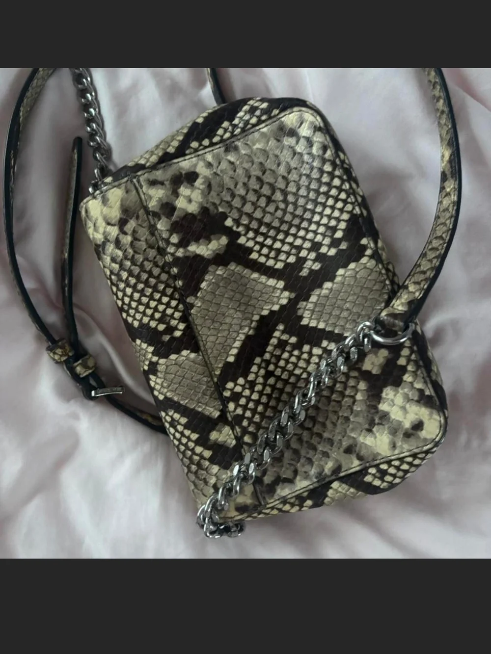 Michael Kors Snake-Print Crossbody Bag in Beige and Black